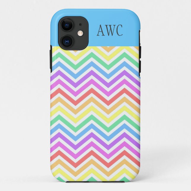 Funda De Case-Mate Para iPhone Arcoíris moderno, trendy, fresco con chevron (Reverso)