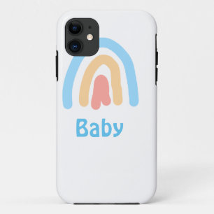 Funda Para iPhone 11 arcoiris naranja azul agregar nombre de bebé texto