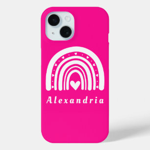 Funda Para iPhone 15 Arcoiris rosa caliente personalizado