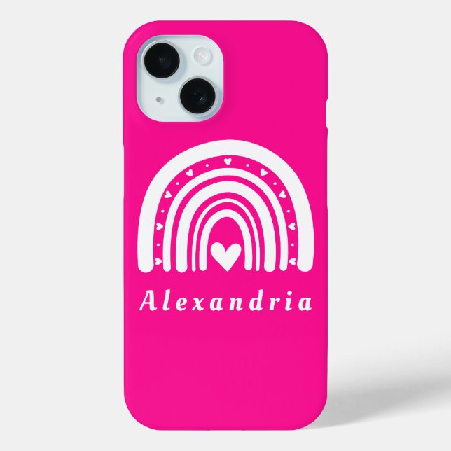 Funda De Case-Mate Para iPhone Arcoiris rosa caliente personalizado (Reverso )