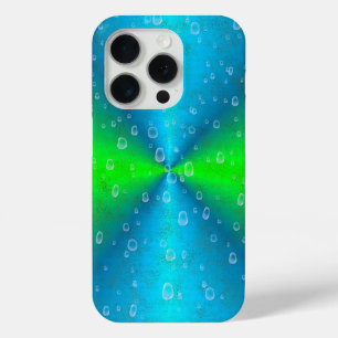 Funda Para iPhone 15 Pro Arcoiris verde azul en optik de cuero de piel de e