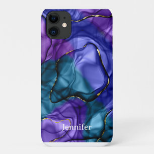 Funda Para iPhone 11 Arcoíris violeta rosa acuarela
