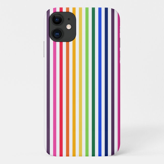 Funda De Case-Mate Para iPhone Arcoiris y rayas blancas (Reverso)