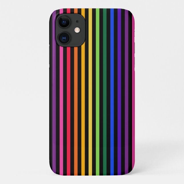 Funda De Case-Mate Para iPhone Arcoiris y rayas negras (Reverso)