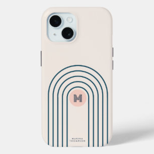 Funda Para iPhone 15 Arcos de líneas geométricas abstractas Pastel