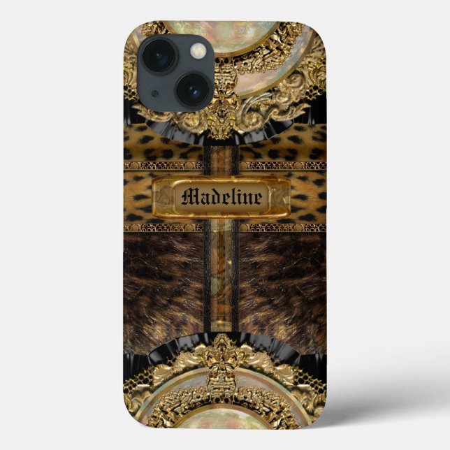 Funda De Case-Mate Para iPhone Arcos Leopard Monograma fuerte (Reverso)