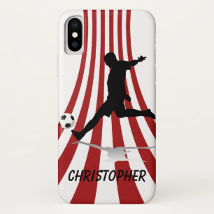 Funda Para iPhone X Arcos rojos y blancos Diseño del jugador de fútbol