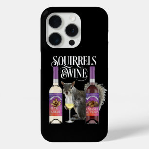 Funda Para iPhone 15 Pro Ardillas y vino - Amante divertida ardilla y vino 