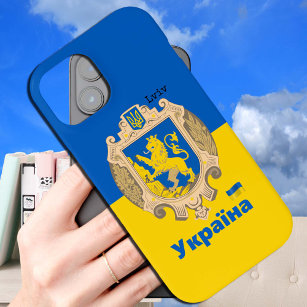 Funda Para iPhone 15 Área de Ucrania y Lviv - Escudo de armas, bandera 