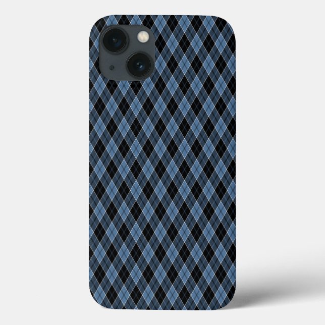 Funda De Case-Mate Para iPhone Argyle Azul Negro Blanco Rayas Patrón de diamante (Reverso)
