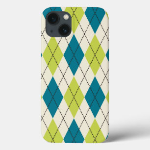 Funda Para iPhone 13 Argyle azul y verde