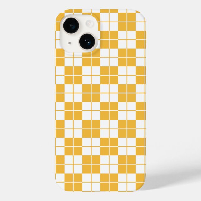 Funda De Case-Mate Para iPhone Argyle Checkerboard Plaid Yellow (Reverso )