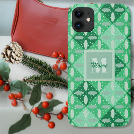 Funda Para iPhone 11 Argyle con Ovals en estuche de teléfono Ombre verd