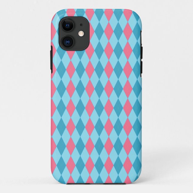 Funda De Case-Mate Para iPhone Argyle Pink Blue (Reverso)