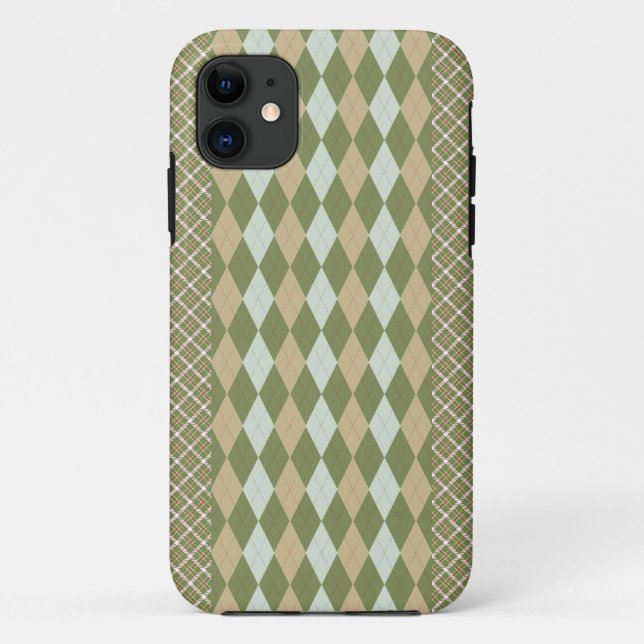 Funda De Case-Mate Para iPhone Argyle Plaid Olive (Reverso)