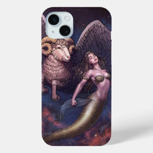 Funda Para iPhone 15 Mini Aries celestes y sirena