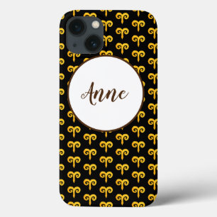 Funda Para iPhone 13 Aries Golden Astrology Personalizado
