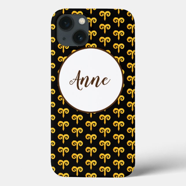 Funda De Case-Mate Para iPhone Aries Golden Astrology Personalizado (Reverso)