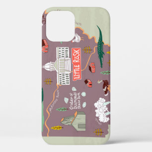 Funda Para iPhone 12 Arkansas Ilustradas: Mapa de viajes de Estados Uni