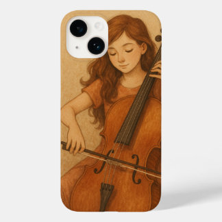Funda Para iPhone 14 De Case-Mate Armonía cálida - Chica con Cello Vintage Art Phone