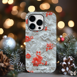Funda Para iPhone 14 Pro De Case-Mate Armonía Floral Coral y Blanco con Relieve