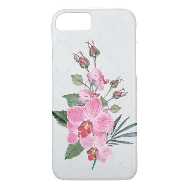 Funda De Case-Mate Para iPhone aroma de acuarela de magnolia rosa en damasco (Reverso)