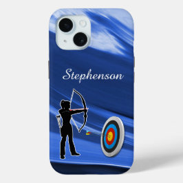 Funda Para iPhone 15 Arquería - Silueta de arquera y objetivo Personali