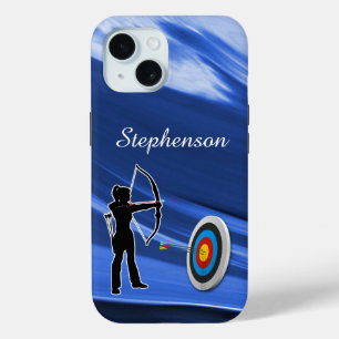 Funda Para iPhone 15 Arquería - Silueta de arquera y objetivo Personali