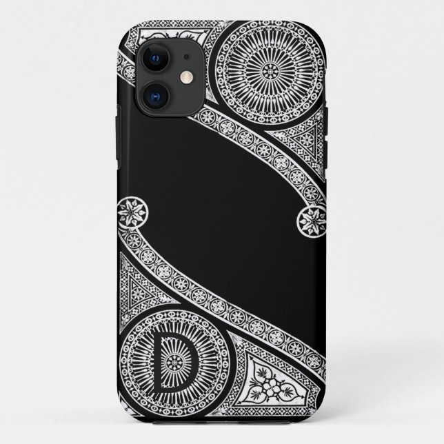Funda De Case-Mate Para iPhone ARQUITECTO DE RENACIMIENTO Monograma blanco negro (Reverso)