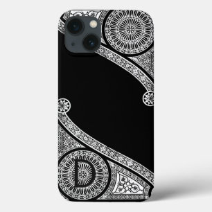 Funda Para iPhone 13 ARQUITECTO DE RENACIMIENTO Monograma blanco negro