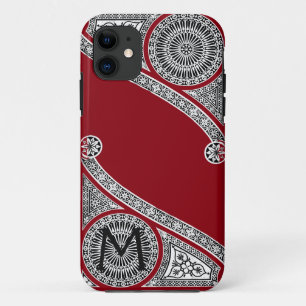Funda Para iPhone 11 ARQUITECTO DE RENACIMIENTO Monograma de Borgoña Ro