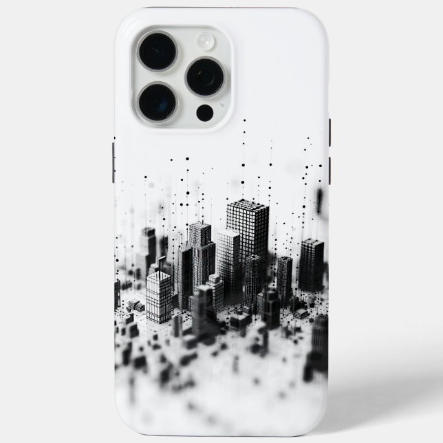 Funda De Case-Mate Para iPhone Arquitectura monocromática de la ciudad del punint (Reverso )