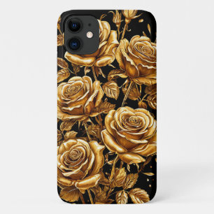 Funda Para iPhone 11 ✨ Arreglo de Radiante Rosa Dorada 💛 Lujoso