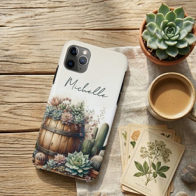 Funda De Case-Mate Para iPhone Arreglo Rústico de Suculentas y Cactus (Subido por el creador)