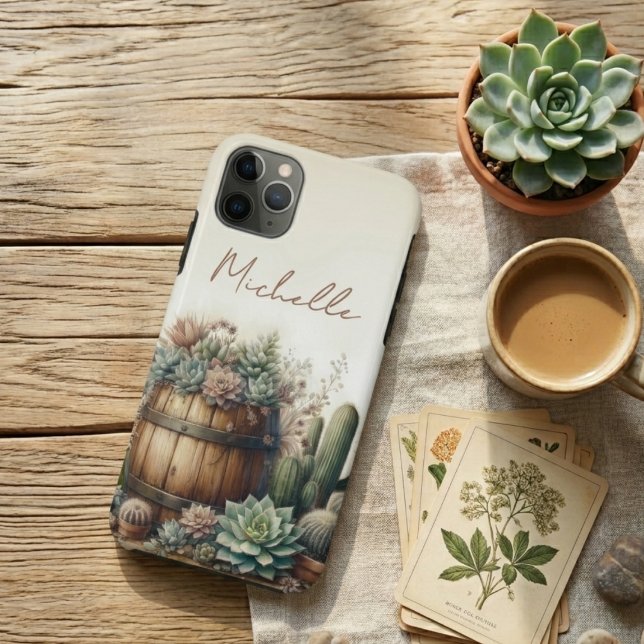 Funda De Case-Mate Para iPhone Arreglo Rústico De Suculentos Y Cacti (Subido por el creador)