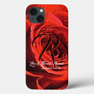 Funda Para iPhone 13 Arriba cerca con estuche de teléfono Rosa Rojo - F
