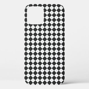 Funda Para iPhone 12 Arroyo argelino. Patrón escocés en blanco y negro