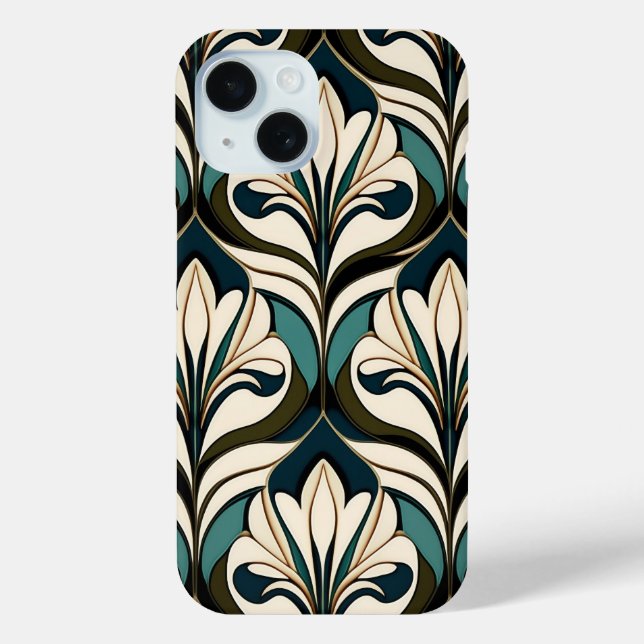 Funda De Case-Mate Para iPhone Art Decó Beige Y Verde azulado (Reverso )