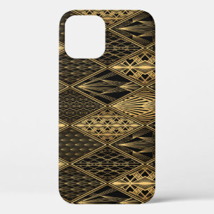 Funda Para iPhone 12 Art Deco Black Gold Elegance