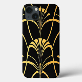 Funda Para iPhone 13 Art Deco Black Gold Pattern iPhone Case