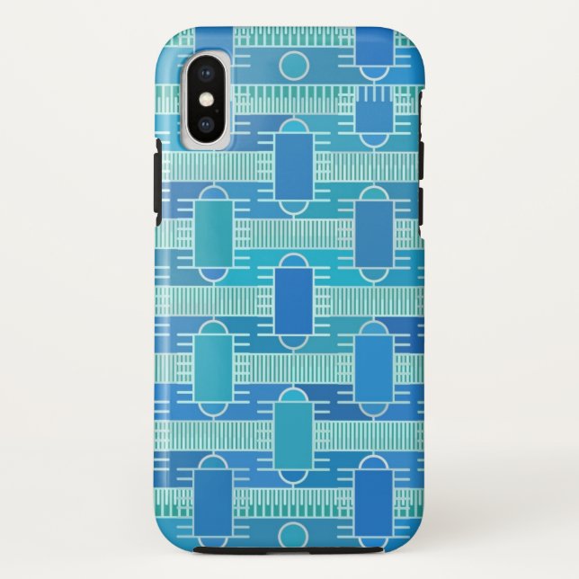 Funda De Case-Mate Para iPhone Art Deco chic industrial - azul suave (Reverso)