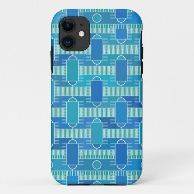 Funda De Case-Mate Para iPhone Art Deco chic industrial - azul suave (Reverso)