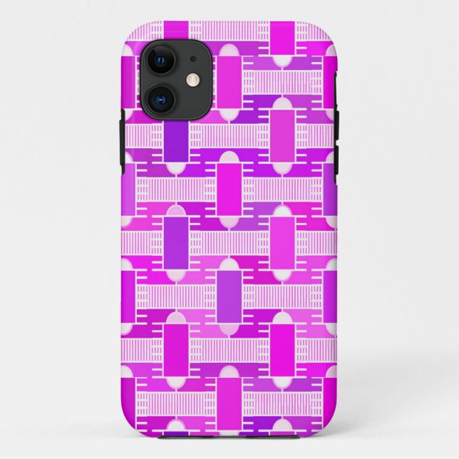 Funda De Case-Mate Para iPhone Art Deco chic industrial, violeta, orquídea, lavan (Reverso)