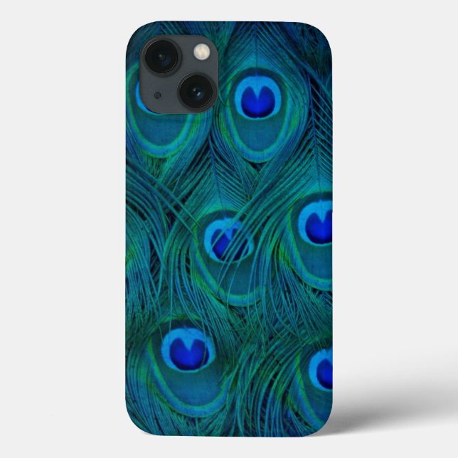 Funda De Case-Mate Para iPhone Art Deco Feather Verde azulado Verde Peacock (Reverso)