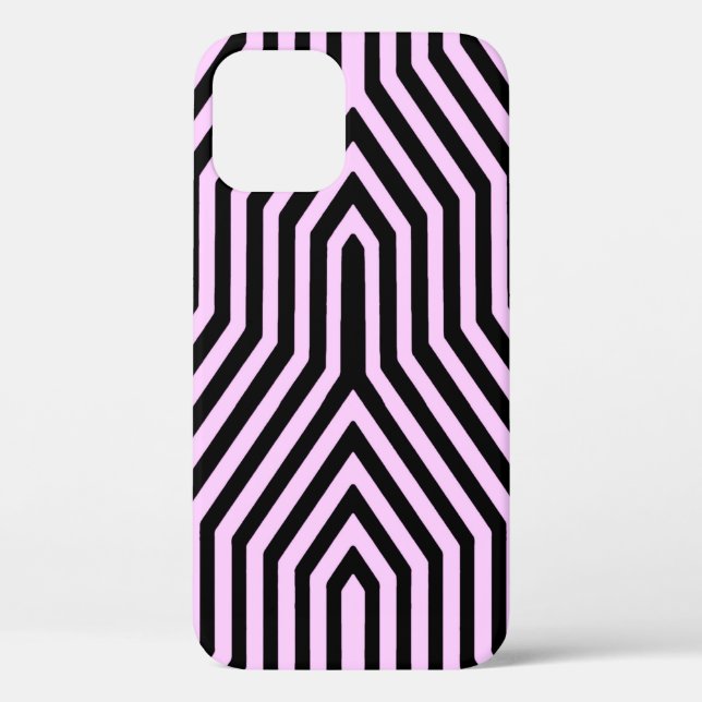 Funda De Case-Mate Para iPhone Art Deco Geométrico - negro y rosa (Reverso )