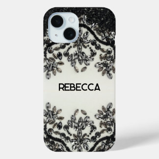 Funda Para iPhone 15 Art Deco Glamorosa Moda Vintage Blanco Negro