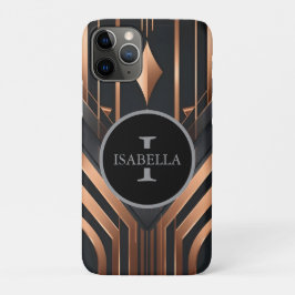 Funda Para iPhone 11 Pro Art Deco Monogram Circle Name Design