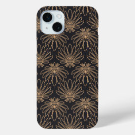 Funda Para iPhone 15 Mini Art Deco pattern with gold floral motifs 