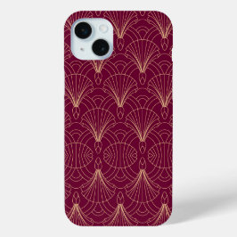 Funda Para iPhone 15 Mini Art Deco pattern with gold geometric fan motifs 