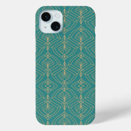 Funda Para iPhone 15 Mini Art Deco pattern with gold geometric shapes 